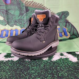 Quatchi Boots Black Faux Leather Faux Gray Fur Inside Low Heel Sz 13.5 M